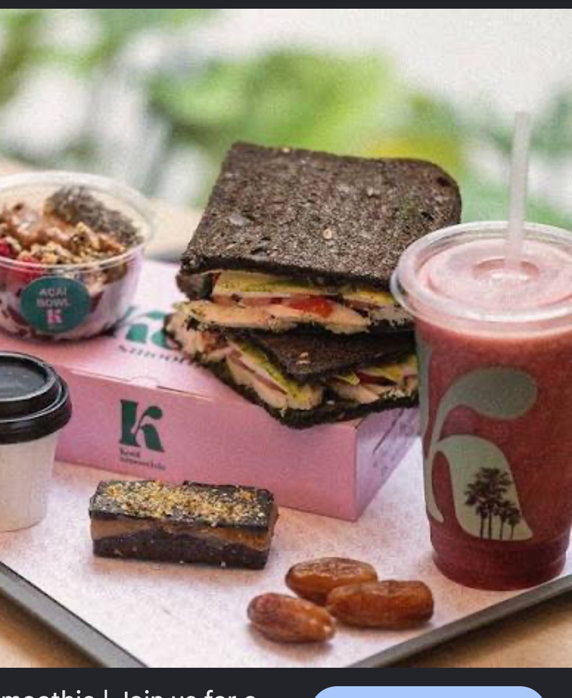 Formule Kool Break : bowl açaí, sandwich, café et smoothie